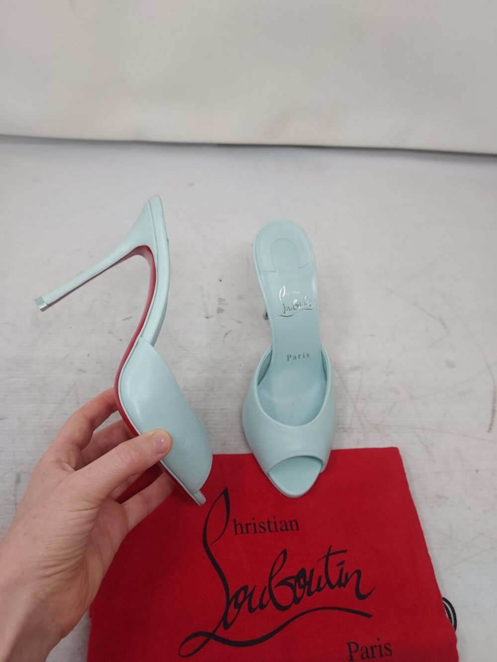 CHRISTIAN LOUBOUTIN Me Dolly Leather Blue Mule Sandal